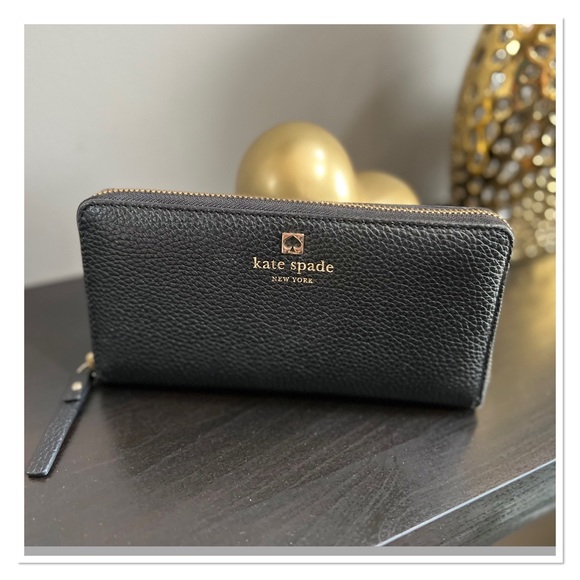KATE SPADE Black Leather Continental Wallet - Picture 1 of 8
